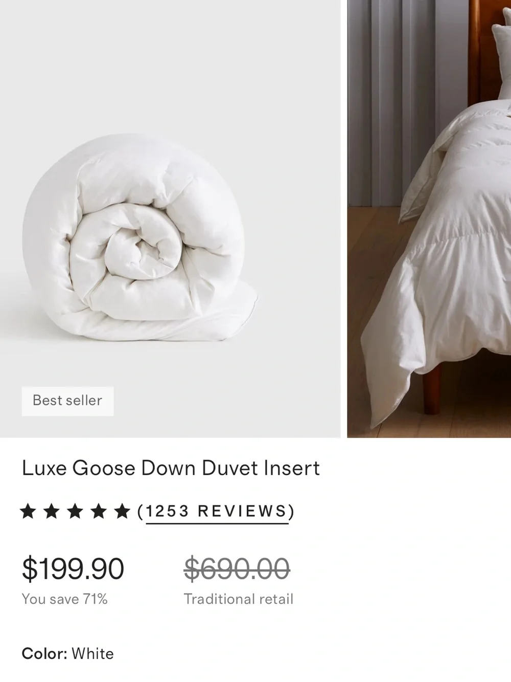 Quince White Goose Down Duvet Insert